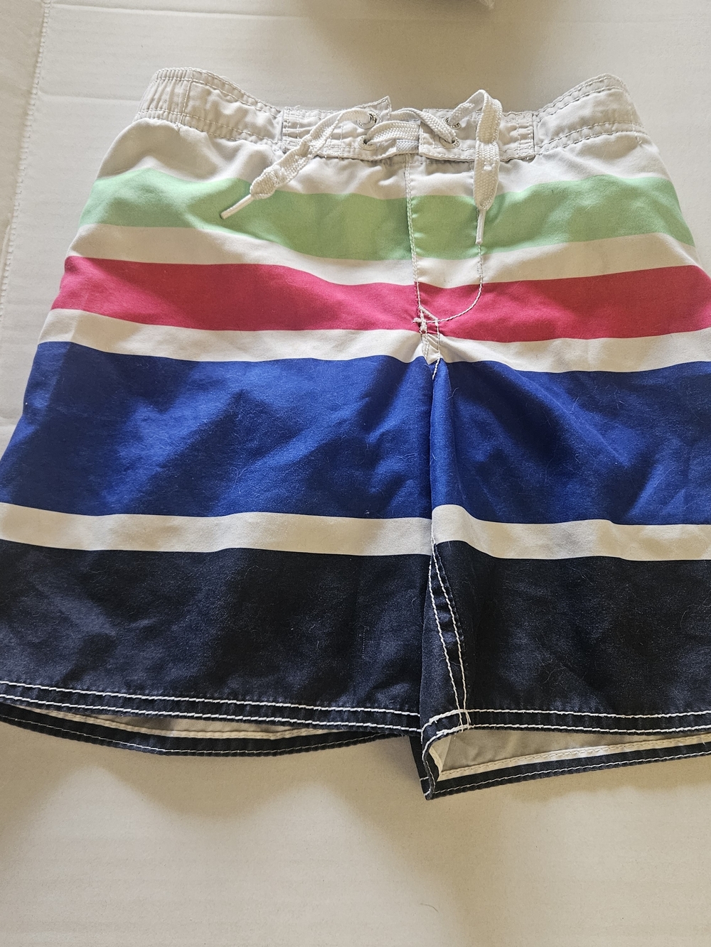 Old Navy Boys' Striped Swim Shorts in White, Green, Pink, Blue & Navy